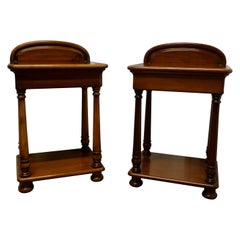 Antique Pair of Cherry Wood Night Tables Bedside Cabinet