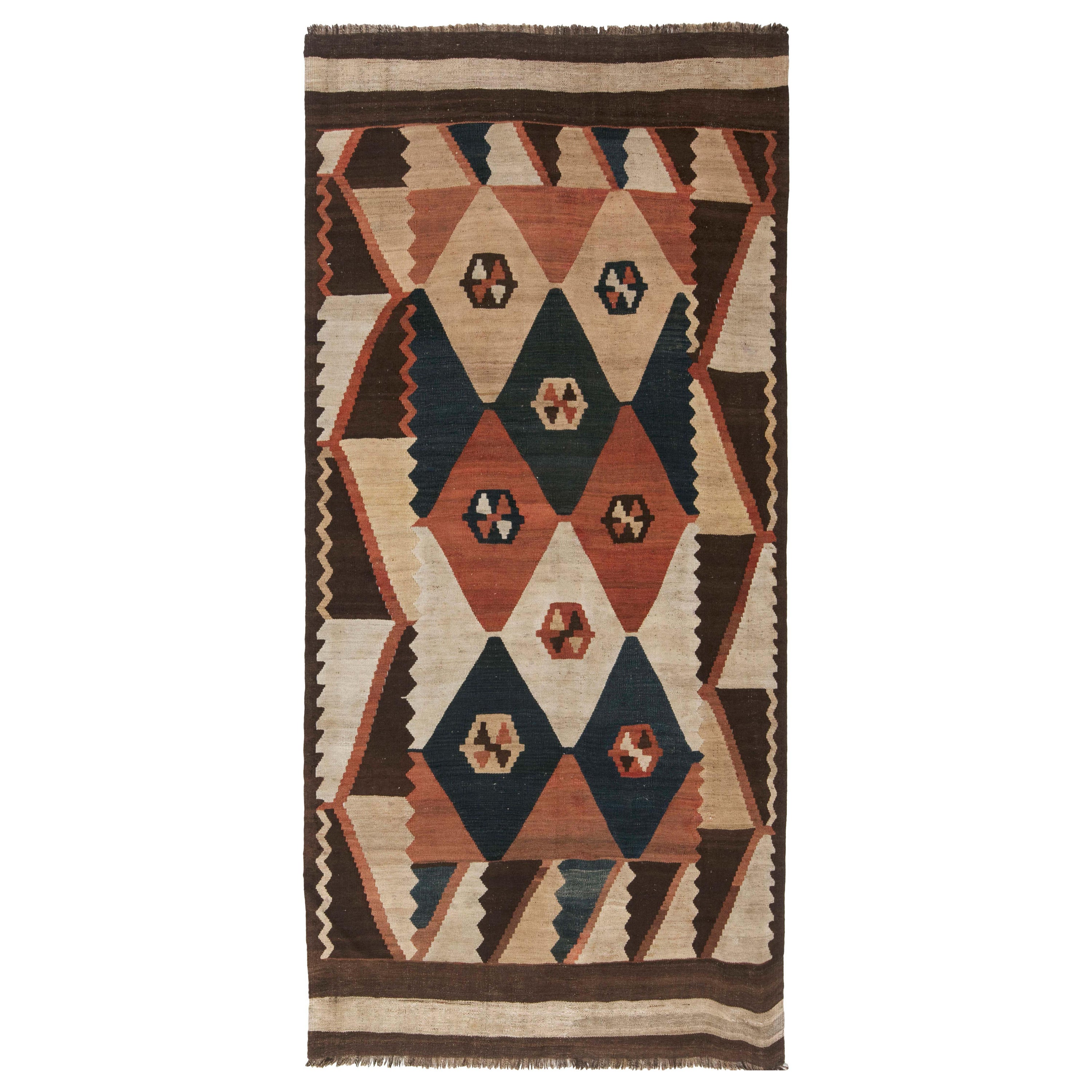 Vintage Fetiye Crimson Wool Kilim Rug For Sale at 1stDibs