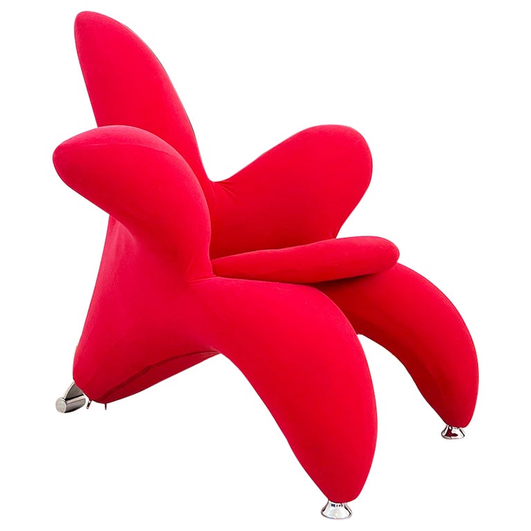 Red Post Modern 90s Getsuen Lily Flower Chair Designed by Masonaria