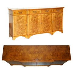 Stunning Vintage Burr Walnut Breakfront Sideboard with Four Large Drawers