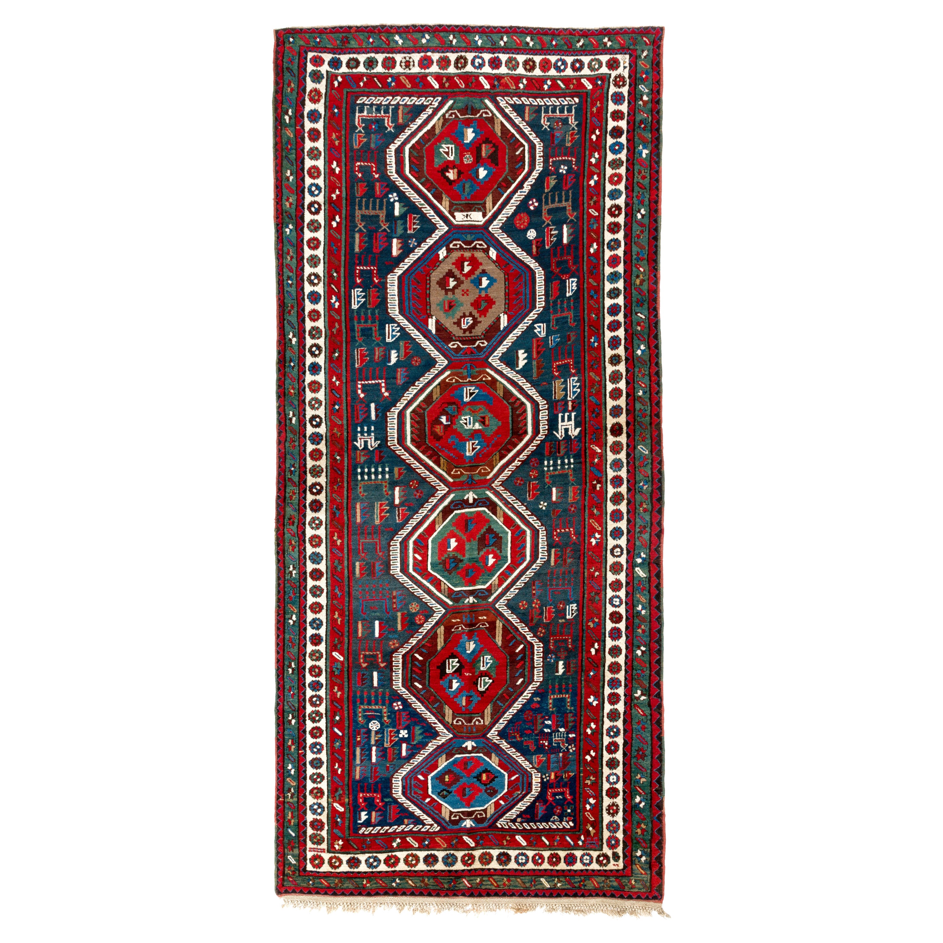 5x10.7 Ft Antiker kaukasischer Moghan Shahsavan-Teppich, ausgezeichneter Zustand