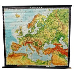 Europe Map Vintage Rollable Mural Countrystyle Wall Chart Decoration