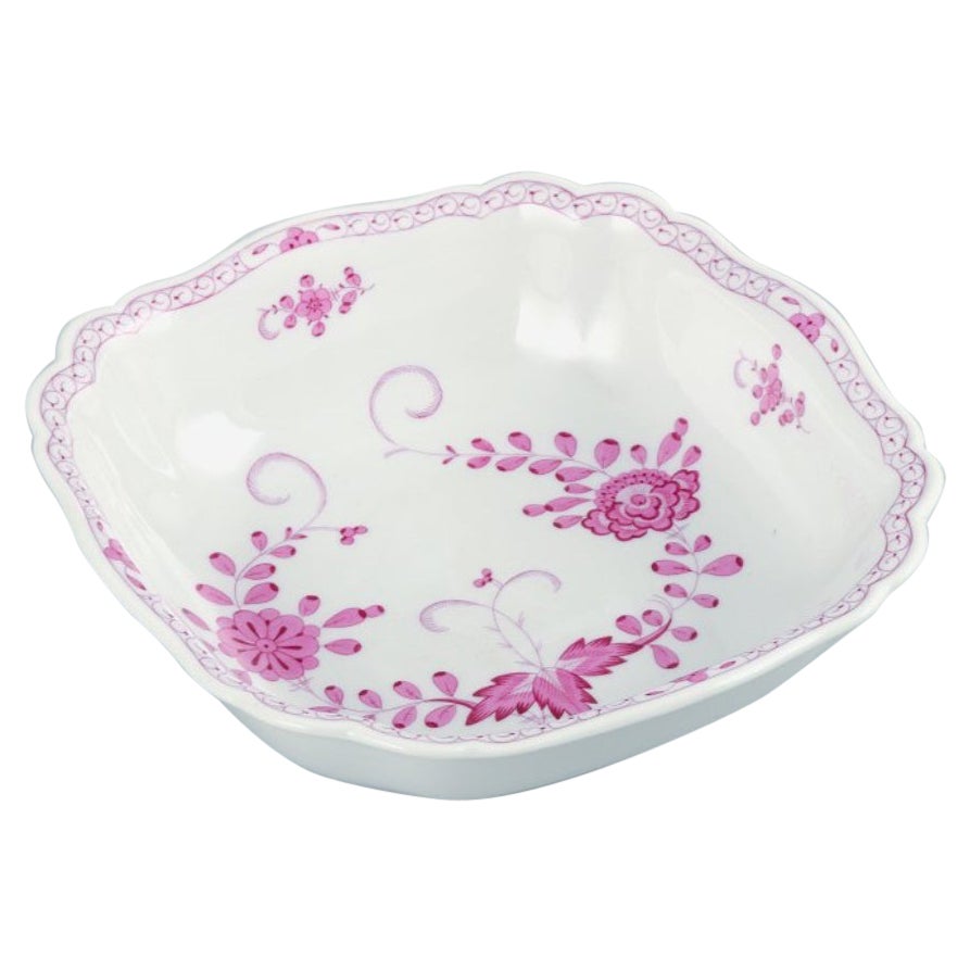 Meissen, Germany, Pink Indian, Square Bowl, Approx, 1900 For Sale