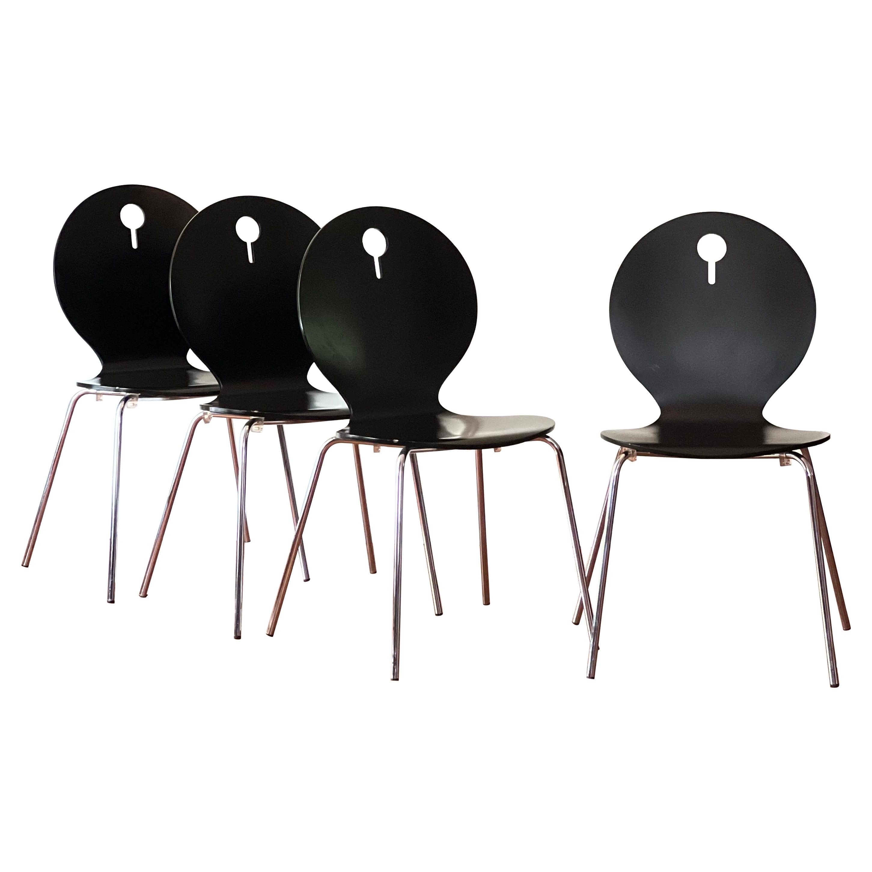 Italienische moderne stapelbare Vintage-Stühle aus Bugholz von Calligaris, 4er-Set