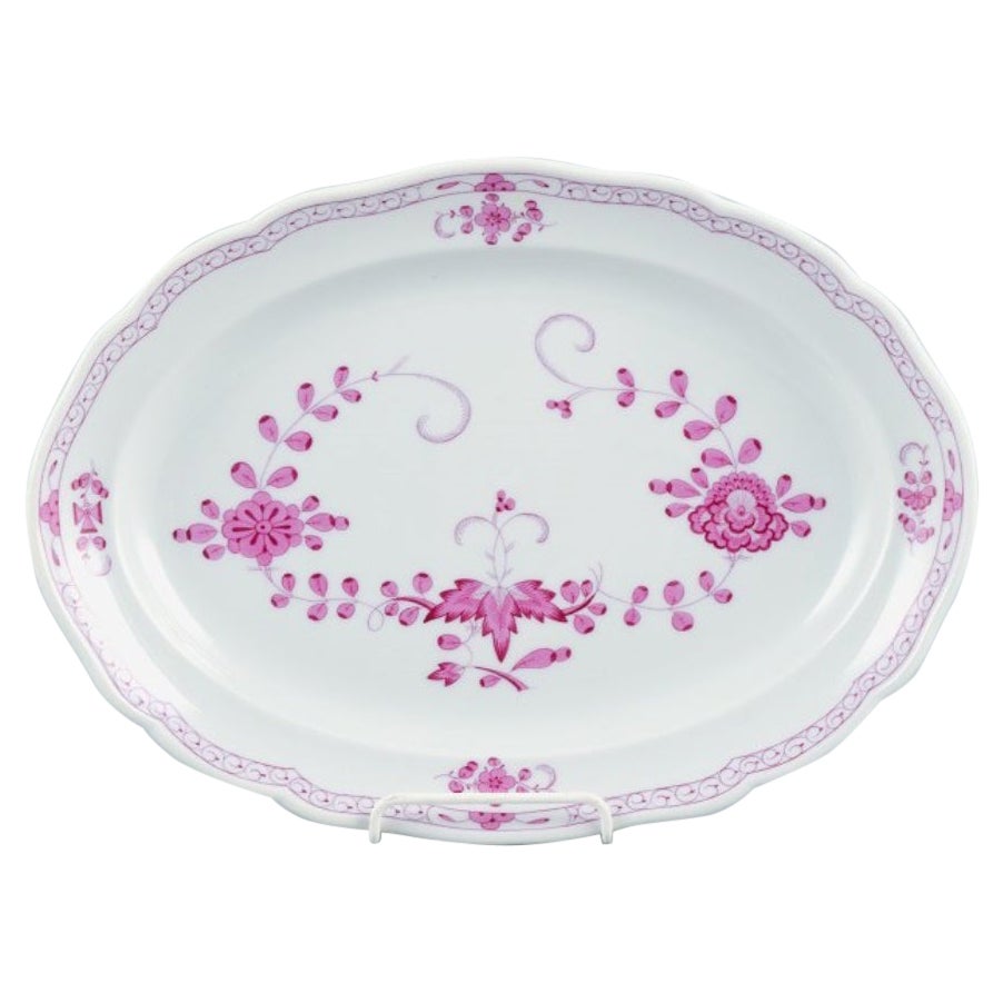 Meissen, Germany, Pink Indian, Oval Serving Dish, Approx, 1900 For Sale