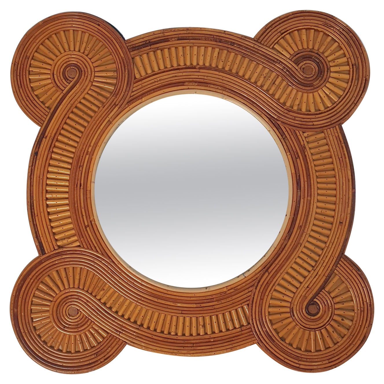 Bamboo Mirror by Vivai del Sud Italy, 1960s