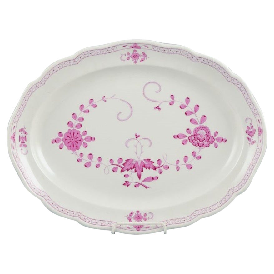Meissen, Germany, Pink Indian, oval serving dish, Approx. 1900 For Sale