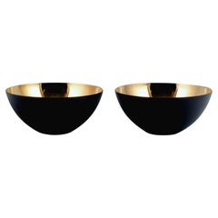 Two "Krenit" Bowls in Metal, Gold, Designed by Hermann Krenchel, Denmark