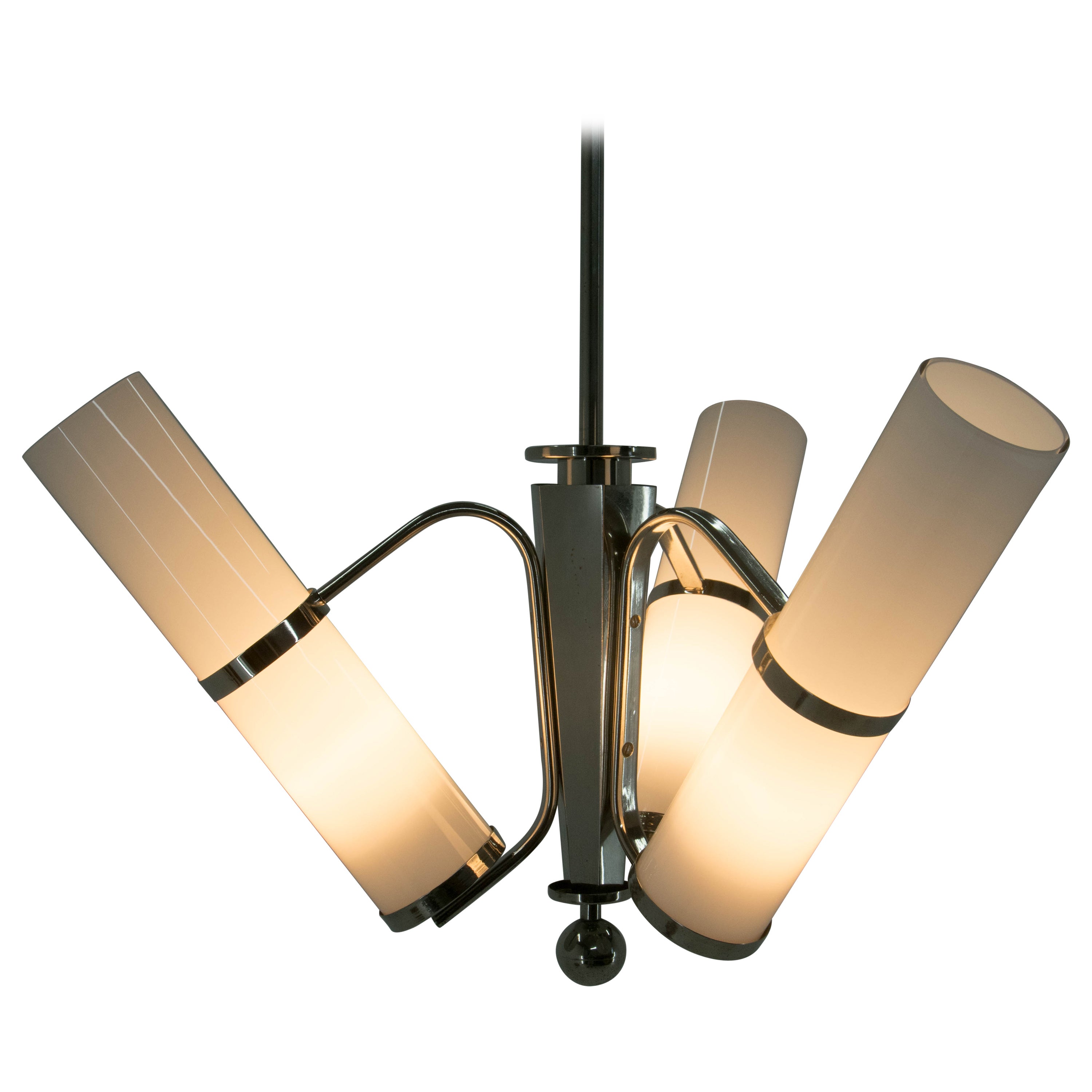 Art Deco / Functionalist Tubular Chandelier, 1930s For Sale