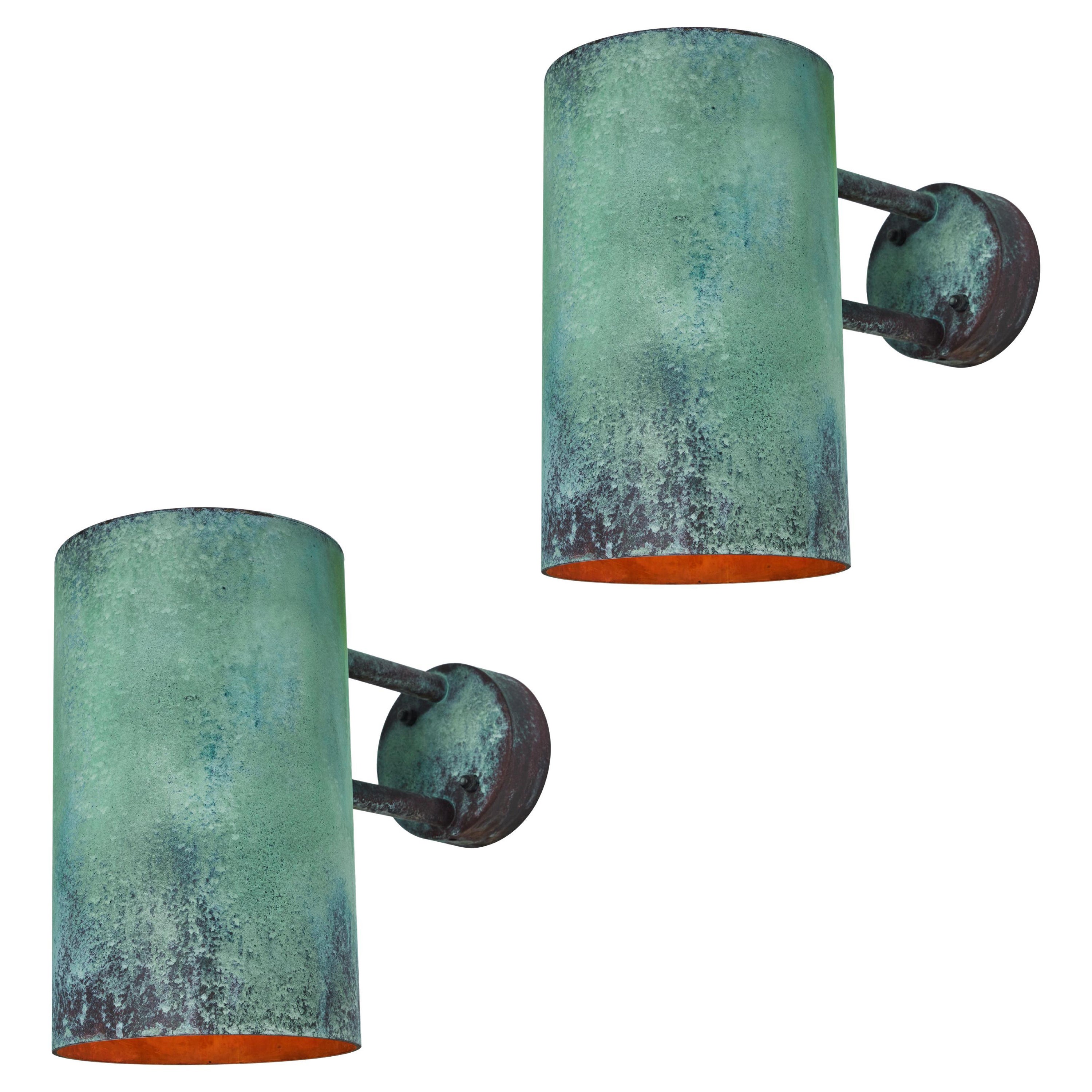 Pair of Large Hans-Agne Jakobsson C 627 'Rulle' Verdigris Outdoor Sconces