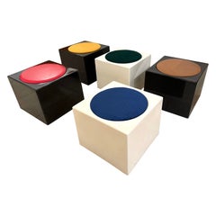 Set of 5 Cube Stools Il Kubile by MIM Roma, Italy, 1970s