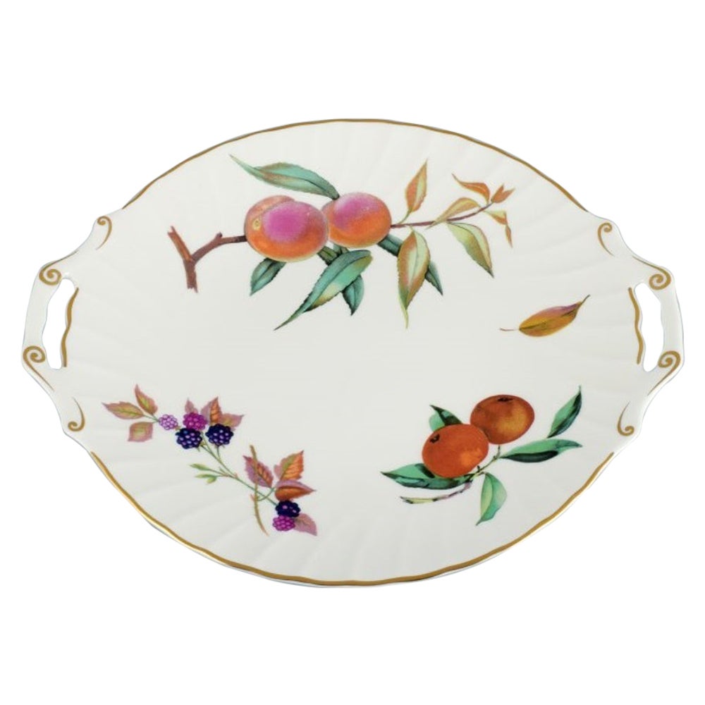 Royal Worcester Fine Porcelain, Cake Plate with Motifs of Apples and Berries For Sale