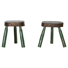 Pair English Vernacular English Elm Stools