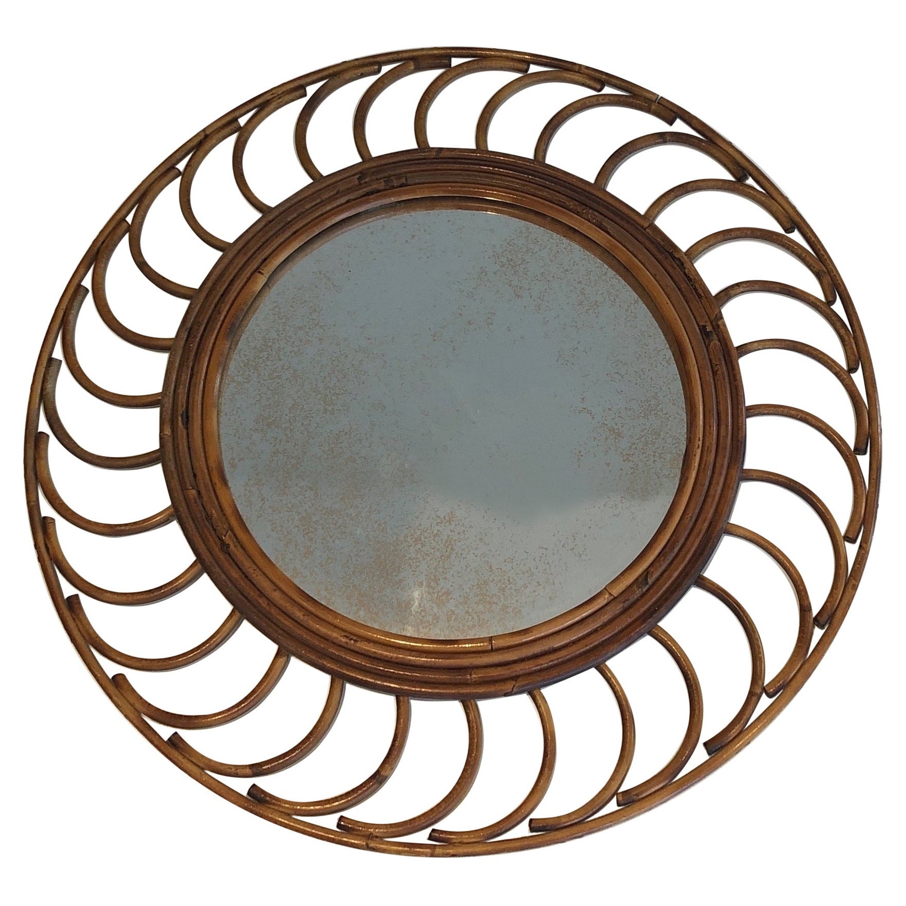Rattan Mirror. French Work, circa 1970