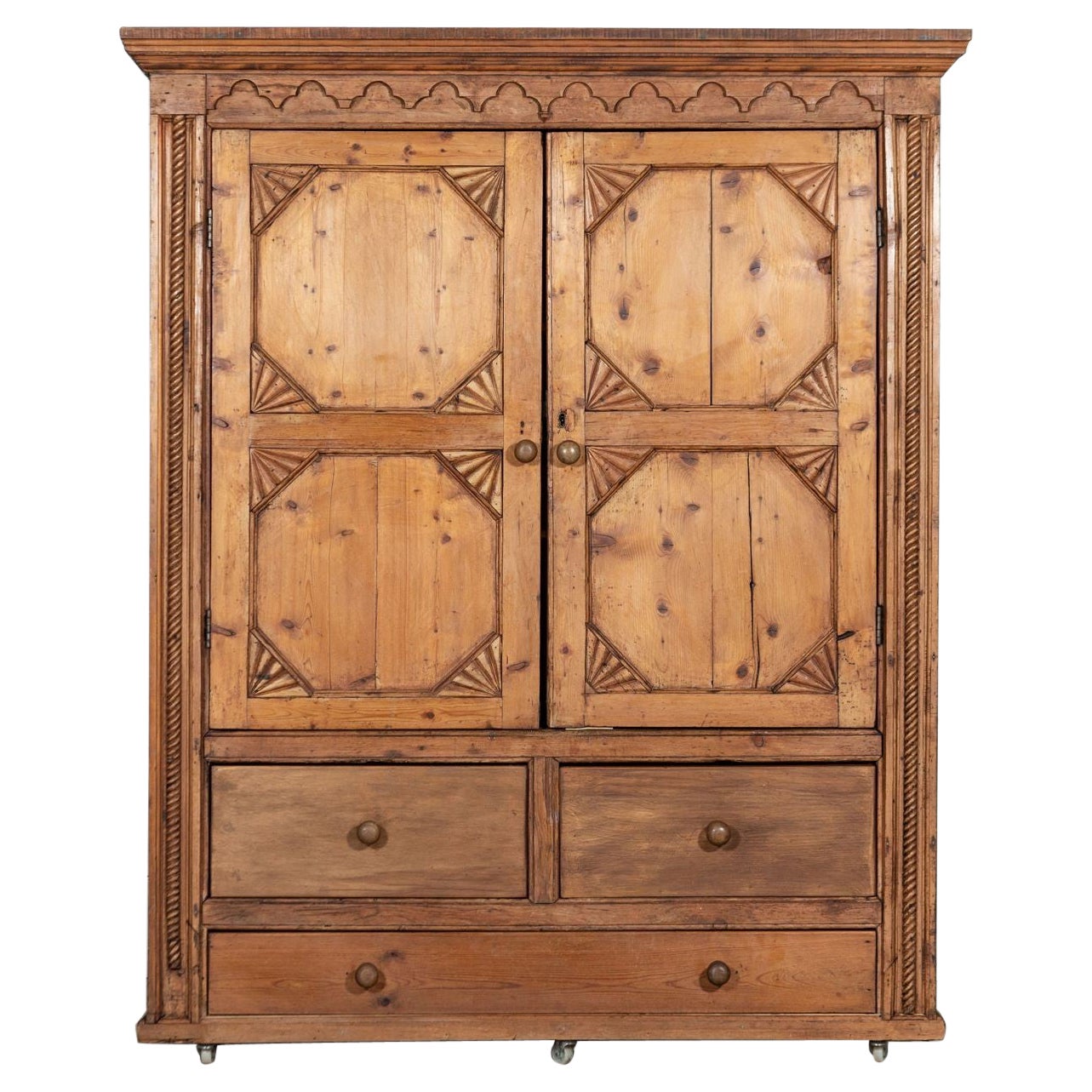 French Pine Armoire Housekeepers Cupboard