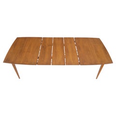 Vintage Light Walnut American Mid-Century Modern Boat Shape Dining Table 3 Leaves Mint!