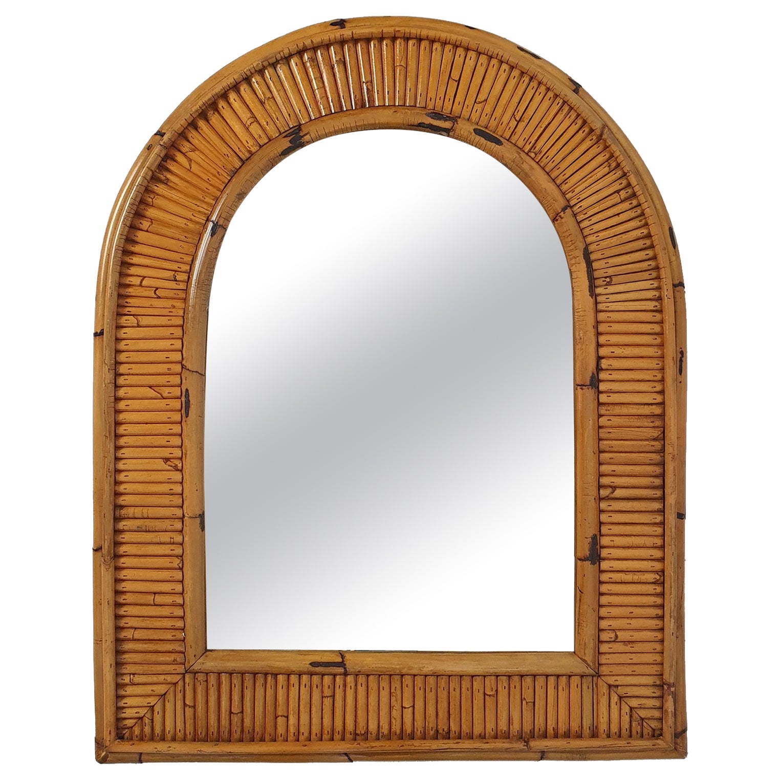 Arched Bamboo Mirror by Vivai del Sud Italy, 1960s