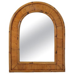 Miroir en bambou arqué de Vivai del Sud, Italie, années 1960