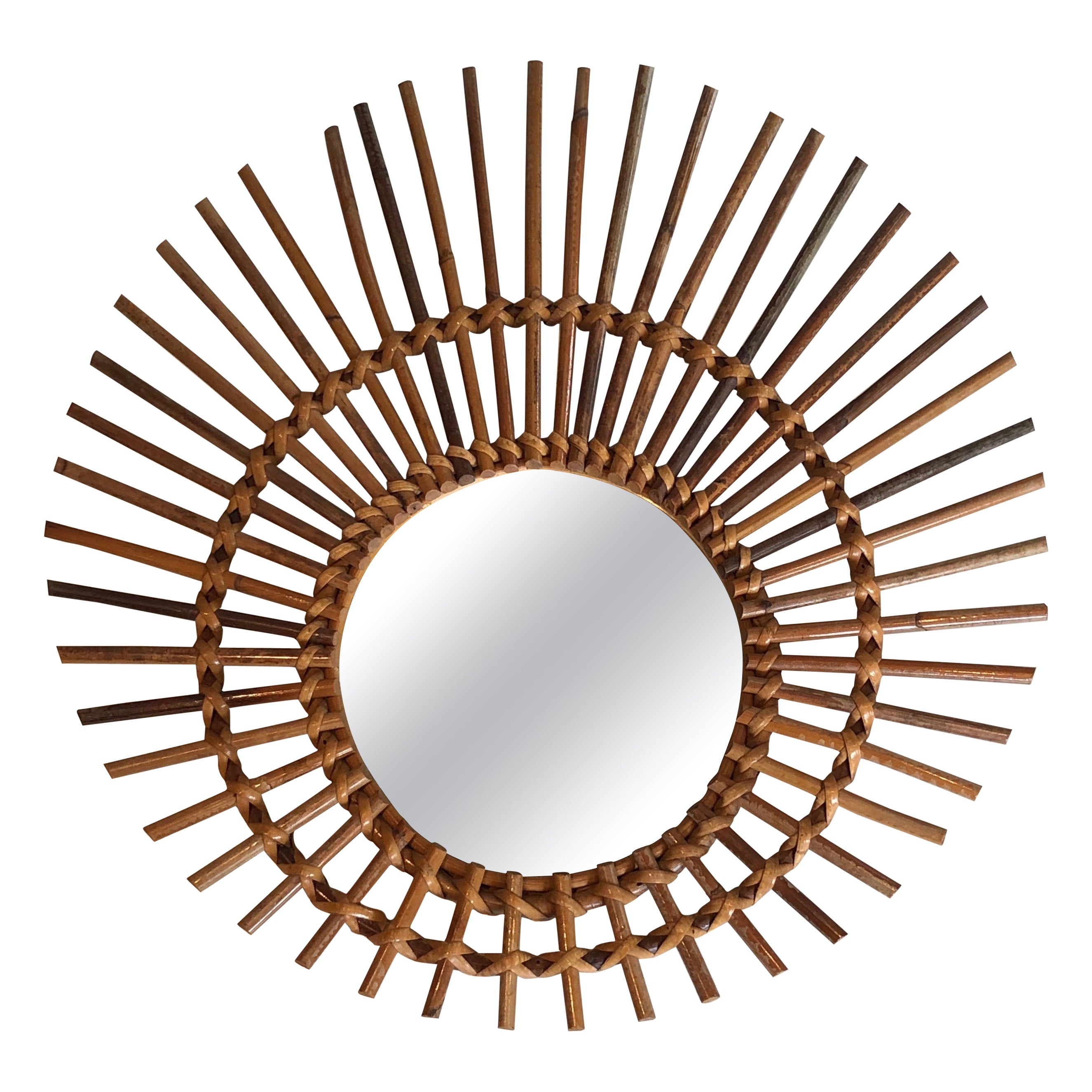 Rattan Mirror, French, circa 1970