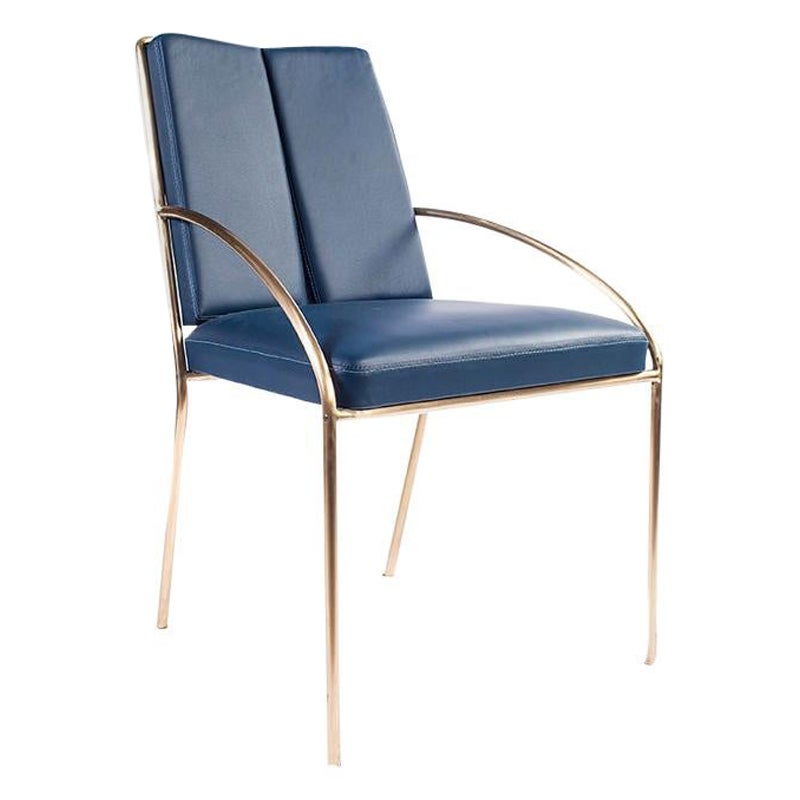 Blue Brass Chair by Atelier Thomas Formont For Sale