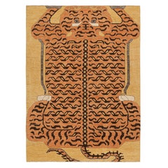 Rug & Kilim’s Classic-Style Tiger-Skin Rug Design with Orange & Brown Pictorial