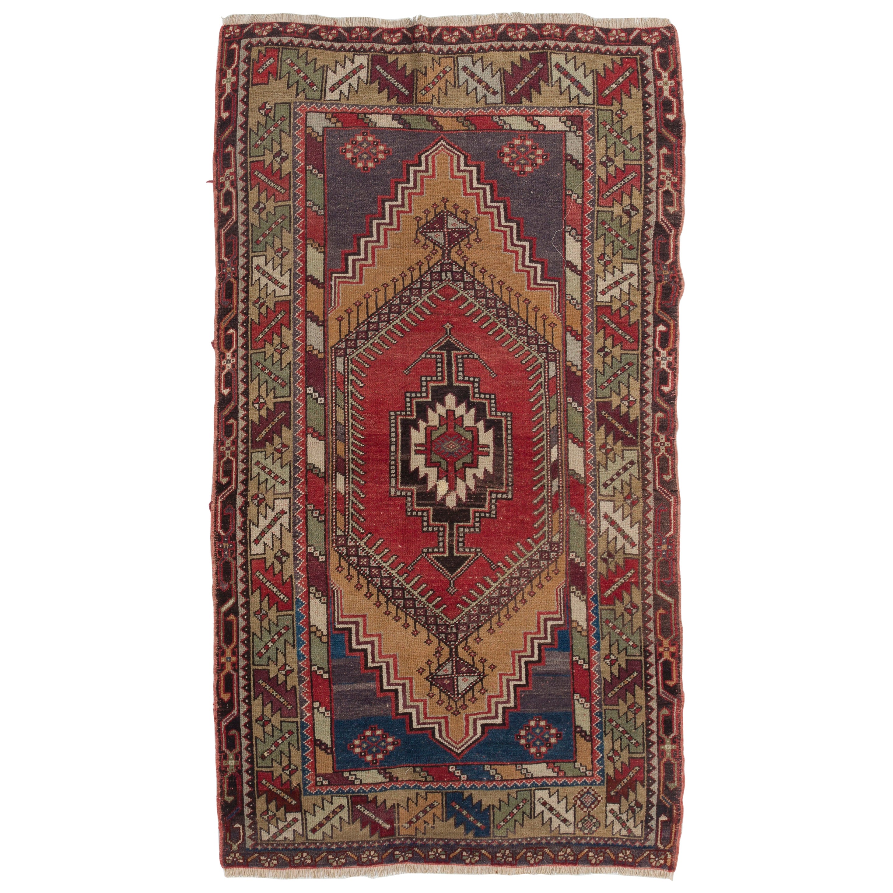 Orientalischer Teppich, Vintage-Wollteppich für Wohn- und Bürodekor, Unikat
