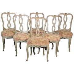 Set of 6 Swedish NeoClassical Paint Decorated Dining Chairs