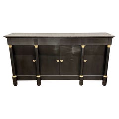 Antique French Empire Black Lacquered Buffet