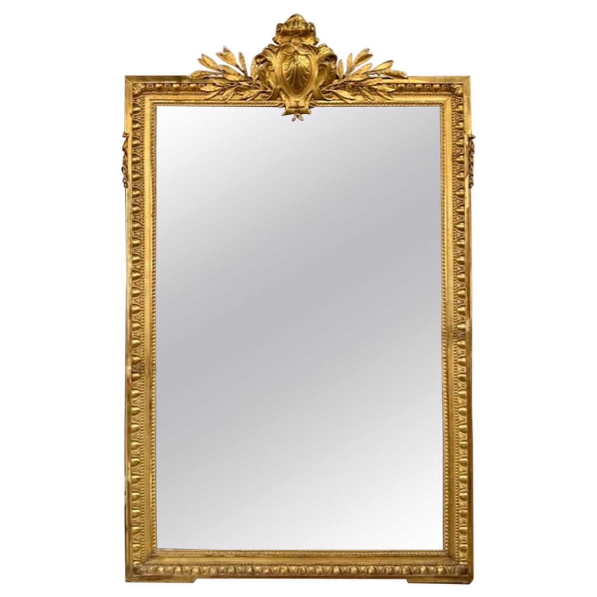 French Louis XVI Giltwood Floor Mirror For Sale