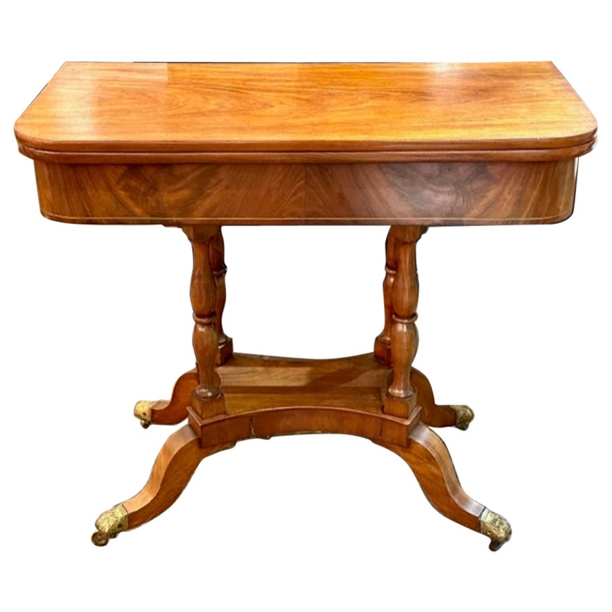 English Mahogany Flip Top Game Table For Sale