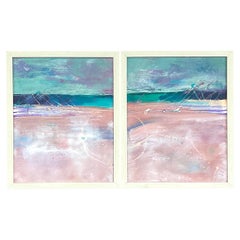 Vintage Contemporary Pinturas al óleo abstractas originales sobre lienzo - Lote de 2