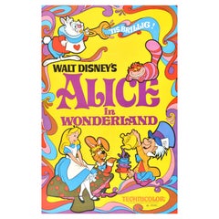 Original Used Film Poster Alice In Wonderland Walt Disney Cartoon Movie Art