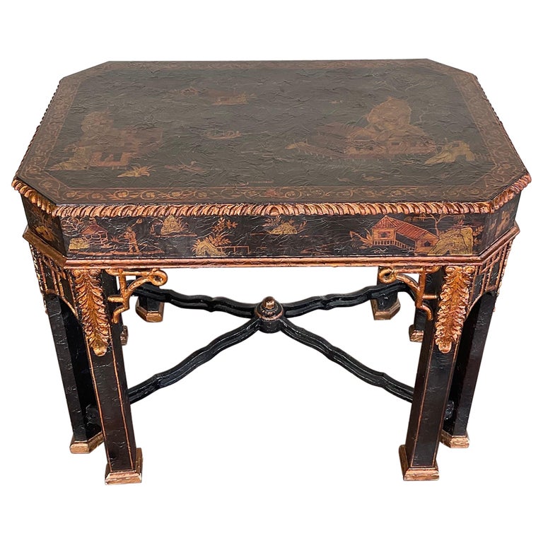 Tabletop Hand Condition 1970s Hand Painted Maitland Smith Chinoiserie Table For Sale at 1stDibs