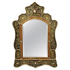 Decorator Venetian Style Painted Leafy Scroll Mirrored Frame Wall Mirror