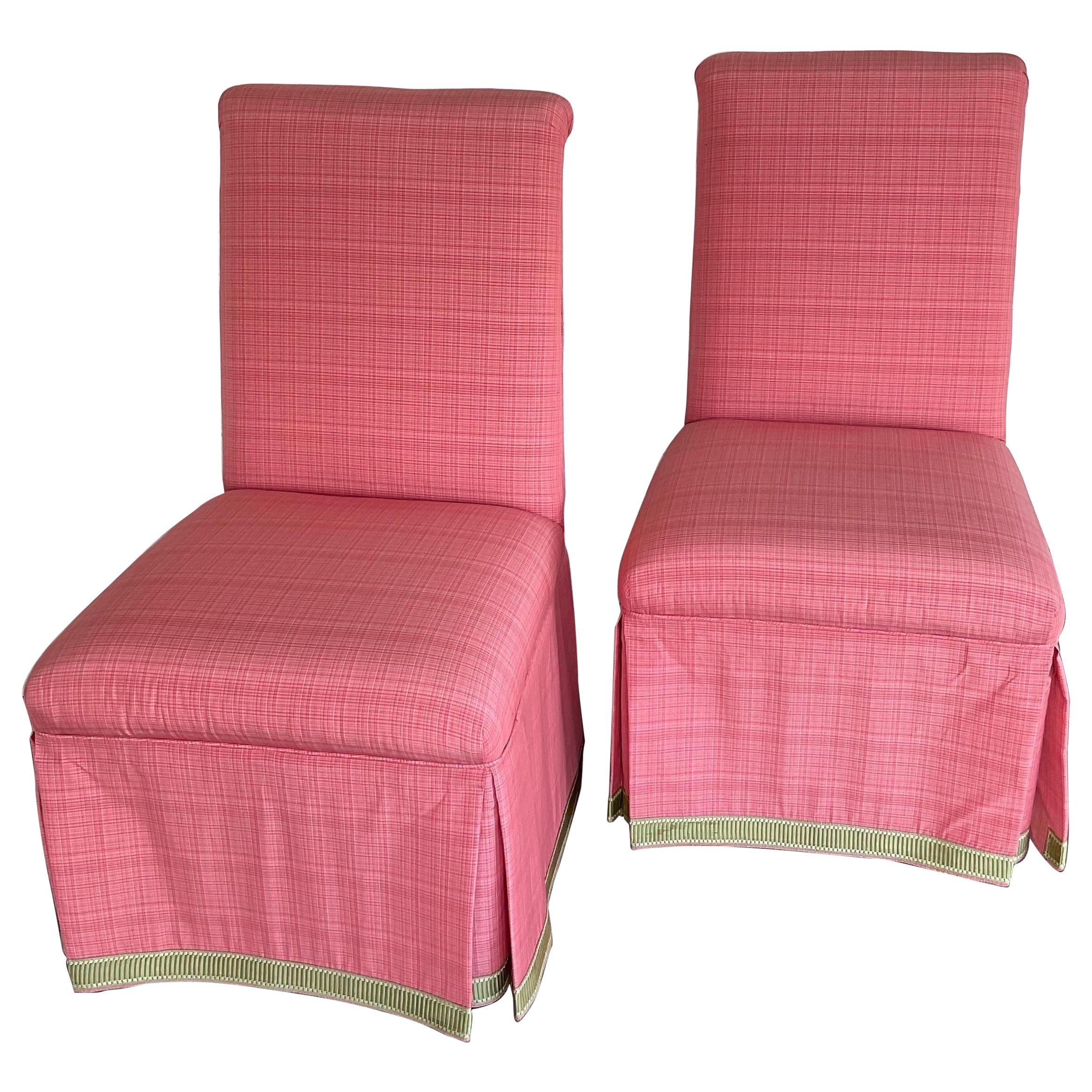 Lee Jofa Custom Parsons Chairs, a Pair For Sale