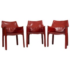 Set of Three Vintage Mario Bellini, Cab Chairs for Cassina