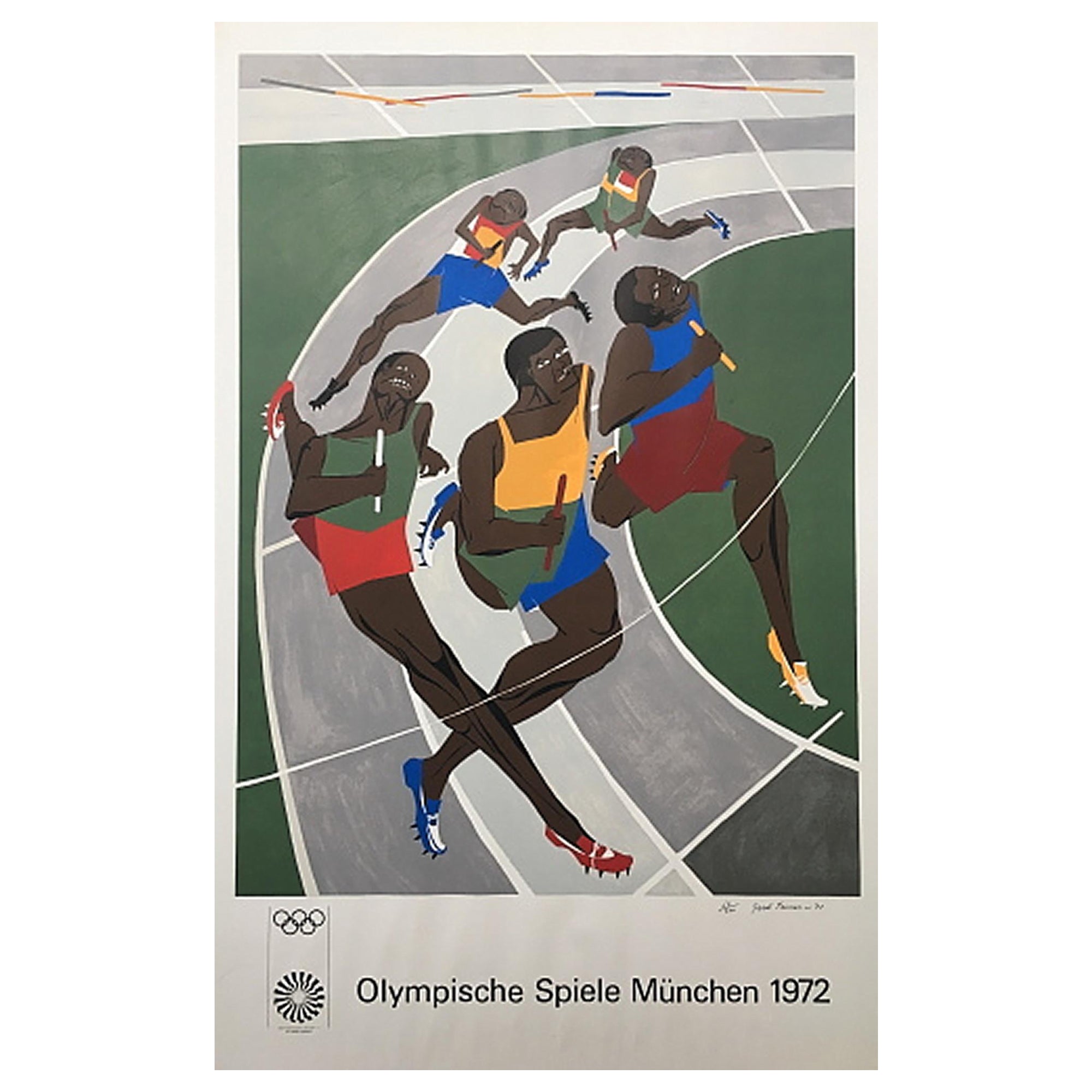Olympic Games Munich 1972 Limited Edition Signed by Artist Jacob Lawrence For Sale