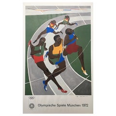 Retro Olympic Games Munich 1972 Limited Edition Signed by Artist Jacob Lawrence