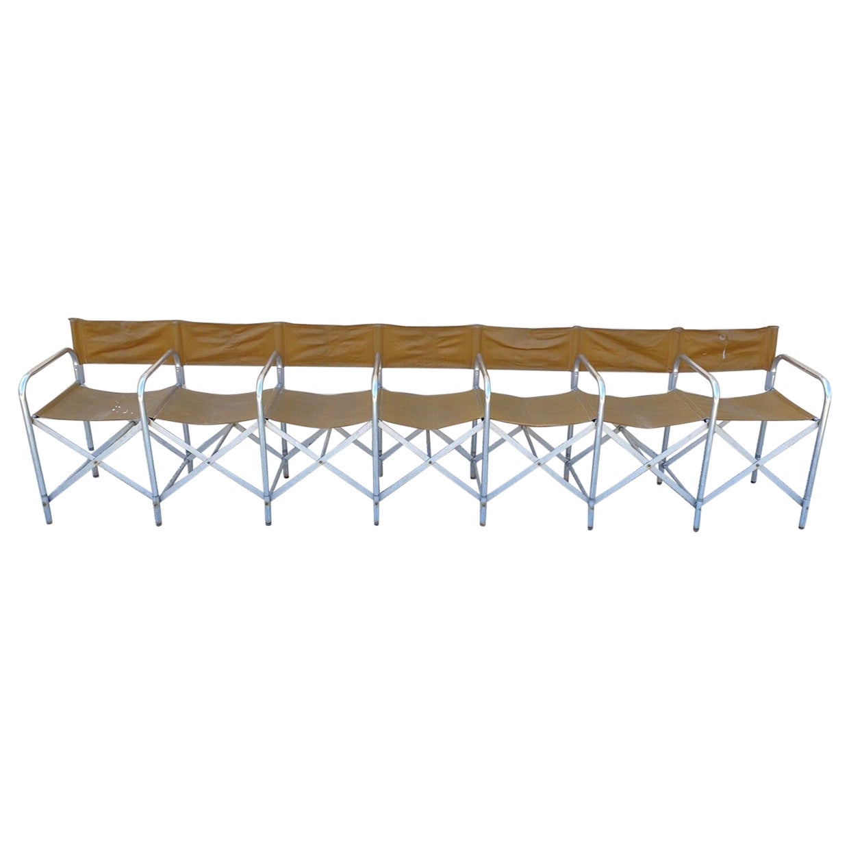 Crown Mfg 7 Seat Aluminium Canvas Klappbarer Stuhl Camping Sports Team Bench