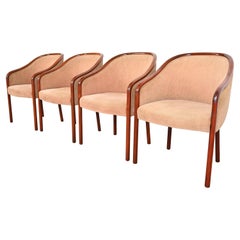Ward Bennett for Brickel Associates Landmark Sculpted Ash Upholstered Tub Chairs