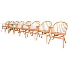 Huit fauteuils de salle à manger en chêne de Windsor américain, de Claud Bunyard pour Nichols & Stone