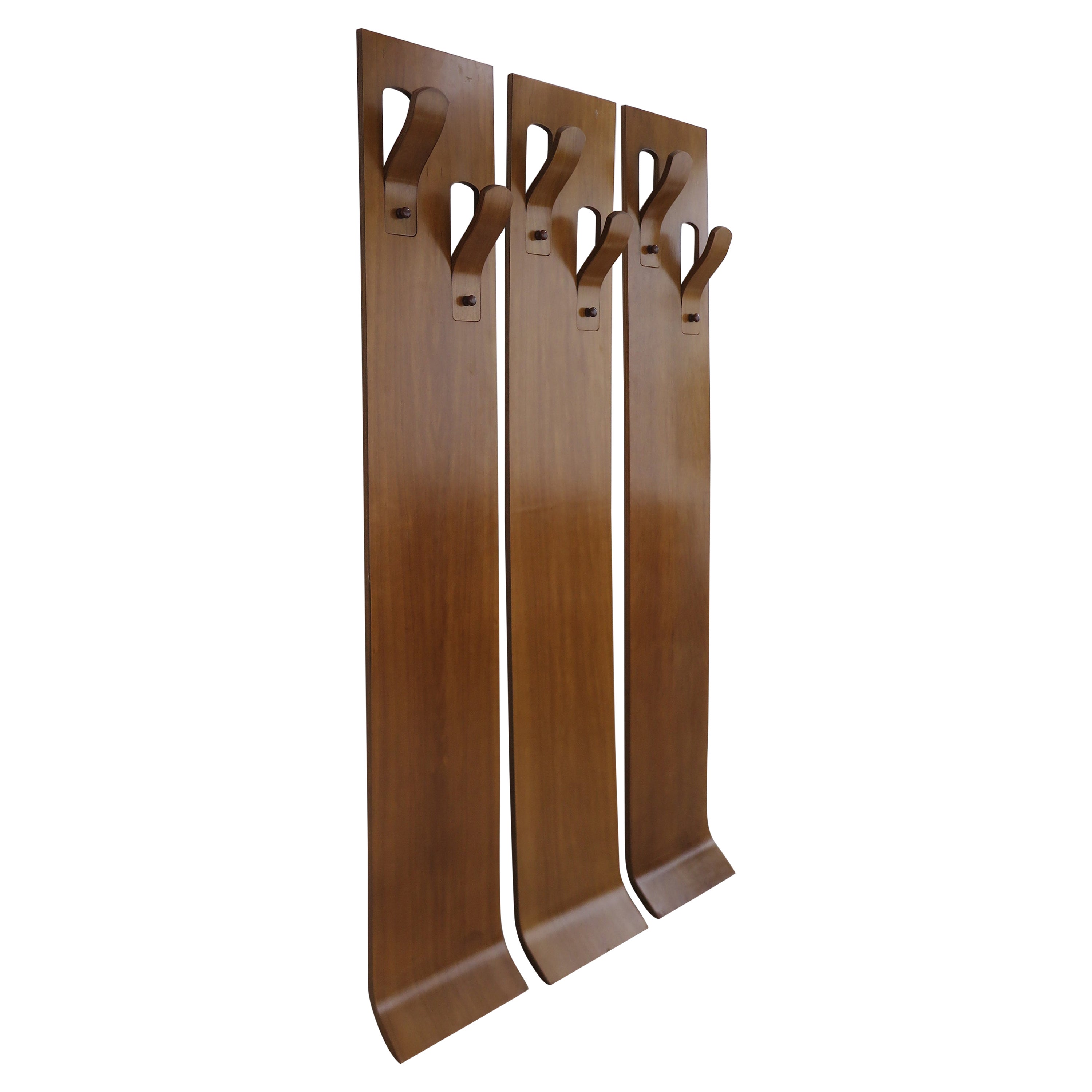 Italian Midcentury Wood Wall Coat Racks, 1960s