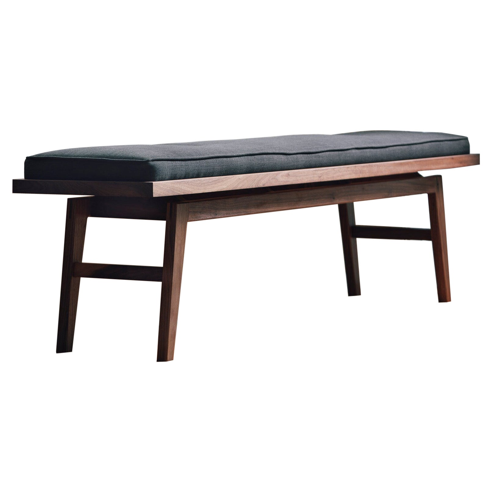 Jana Entry Bench, Upholstered Cushion Version - Walnut Mid-Century Modern