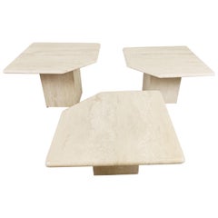 Vintage Travertine Nesting Tables or Side Tables, 1970s