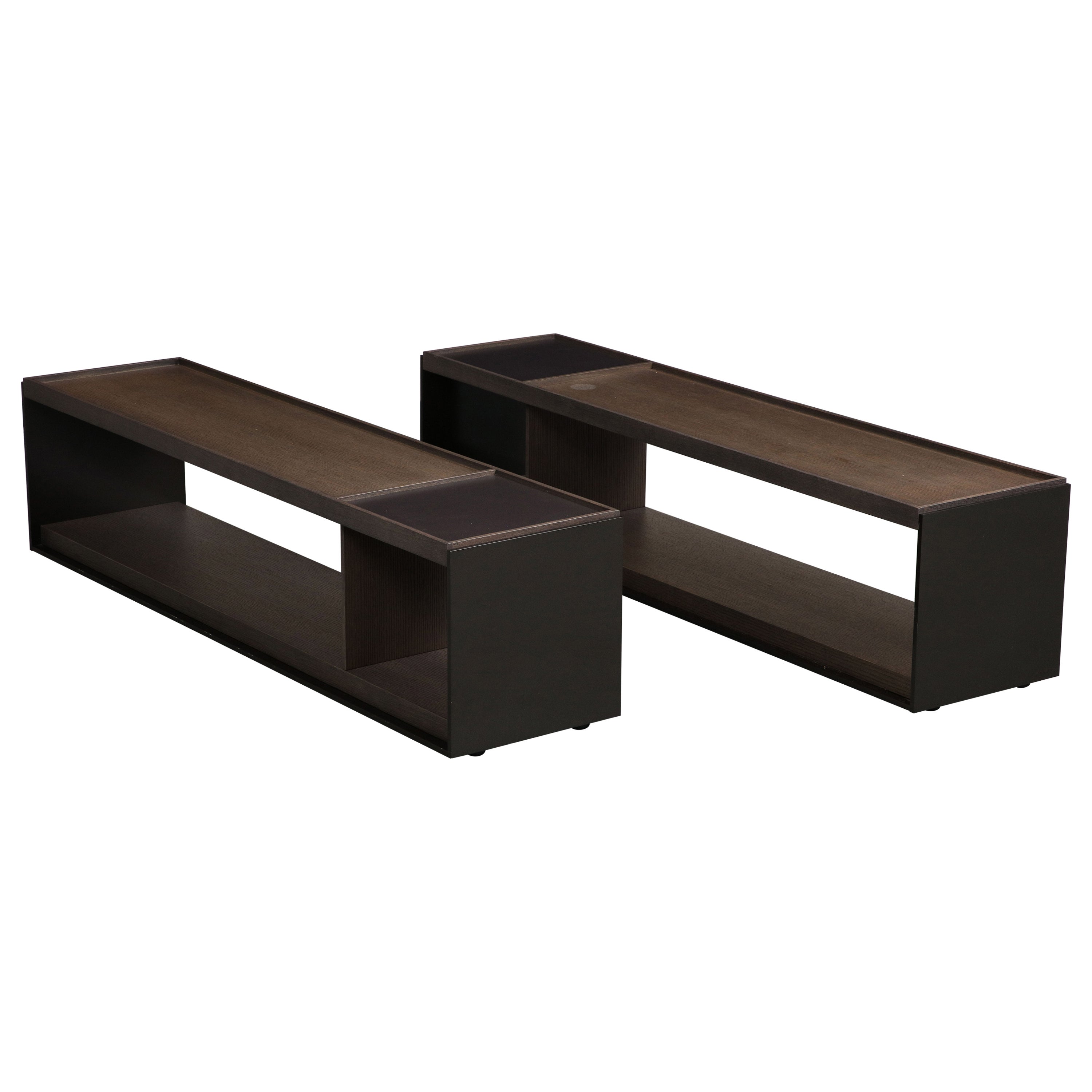 B&B Italia Brushed Black Oak and Bronzed Steel 'Surface' Coffee Table For Sale