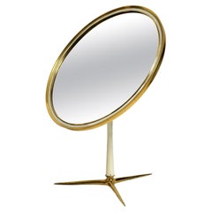 Moveable, Large, Midcentury Brass Table Mirror by Vereinigten Werkstätten