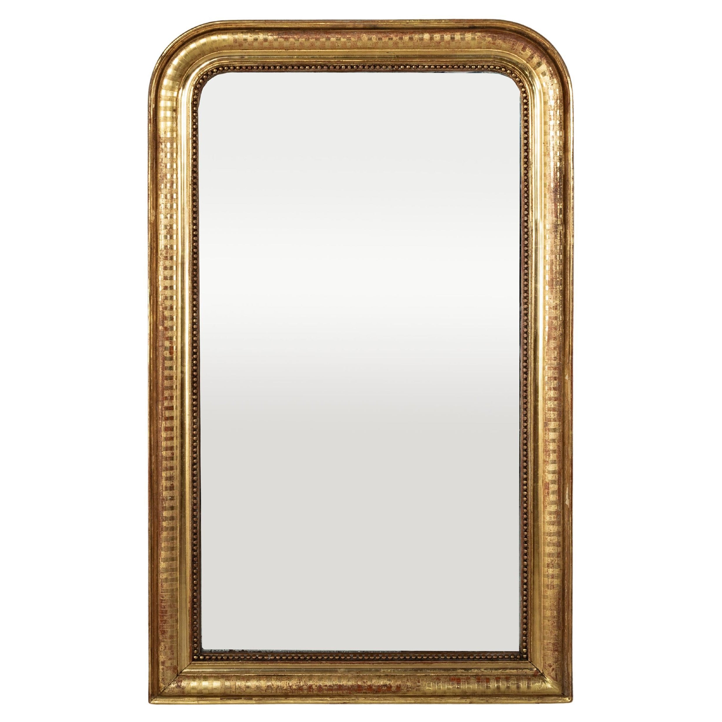 Grand miroir en bois doré d'époque Louis Philippe du milieu du 19e siècle