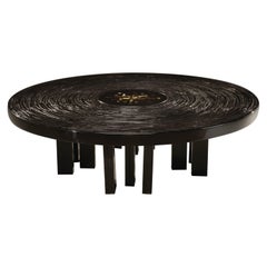Rare Black Lacquered Resin Coffee Table by Jean-Claude Dresse
