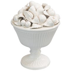 Mid-20th Century Italian White Blanc De Chine Fruit Pedestal Bowl Compote