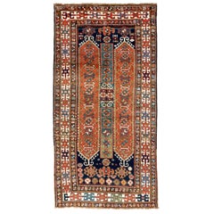 4.2x8 Ft Antiker Kaukasischer Teppich, um 1880